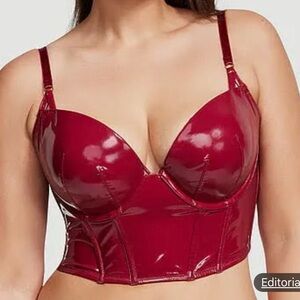 NWT Victoria's Secret very sexy faux leather Red push up Bra top